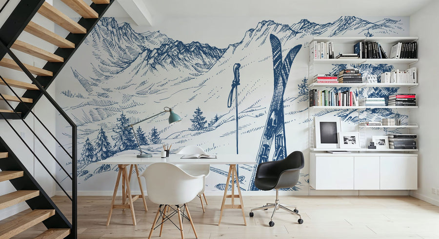 Mountain Wallpaper Mural – Alpine Wall Mural – Backcountry Skiing