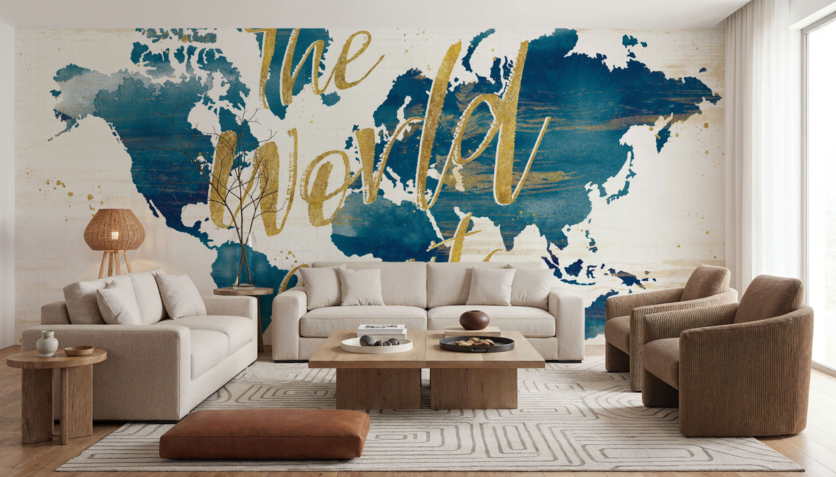 Desert Bloom Map in Writing Mural Wallpaper - room preview 02