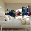 Tacoma Washington Skyline Blue & Bronze Mural Wallpaper - room preview 02