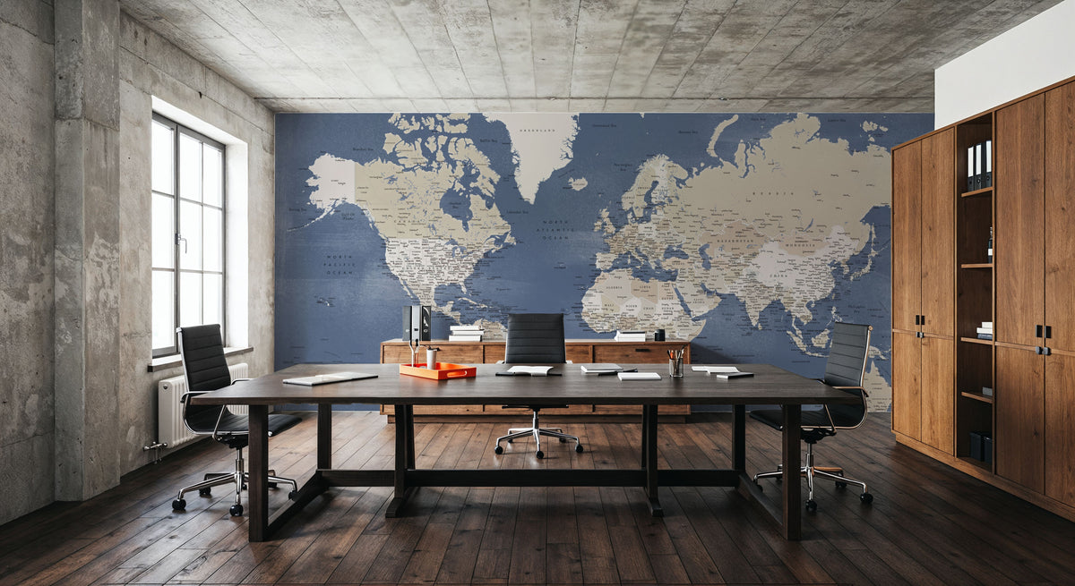 World Map Cities - Oisin Mural Wallpaper - room preview 02