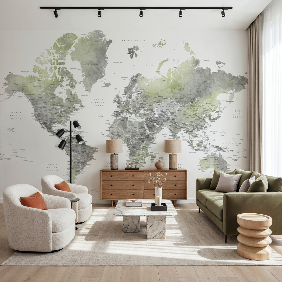World Map Cities - Hollace Mural Wallpaper - room preview 02