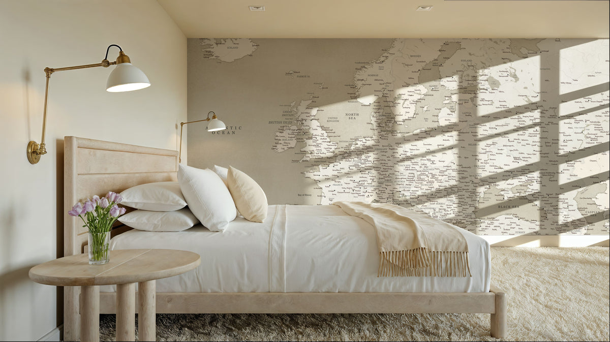 Europe Map Detailed - Sarai Mural Wallpaper - room preview 02