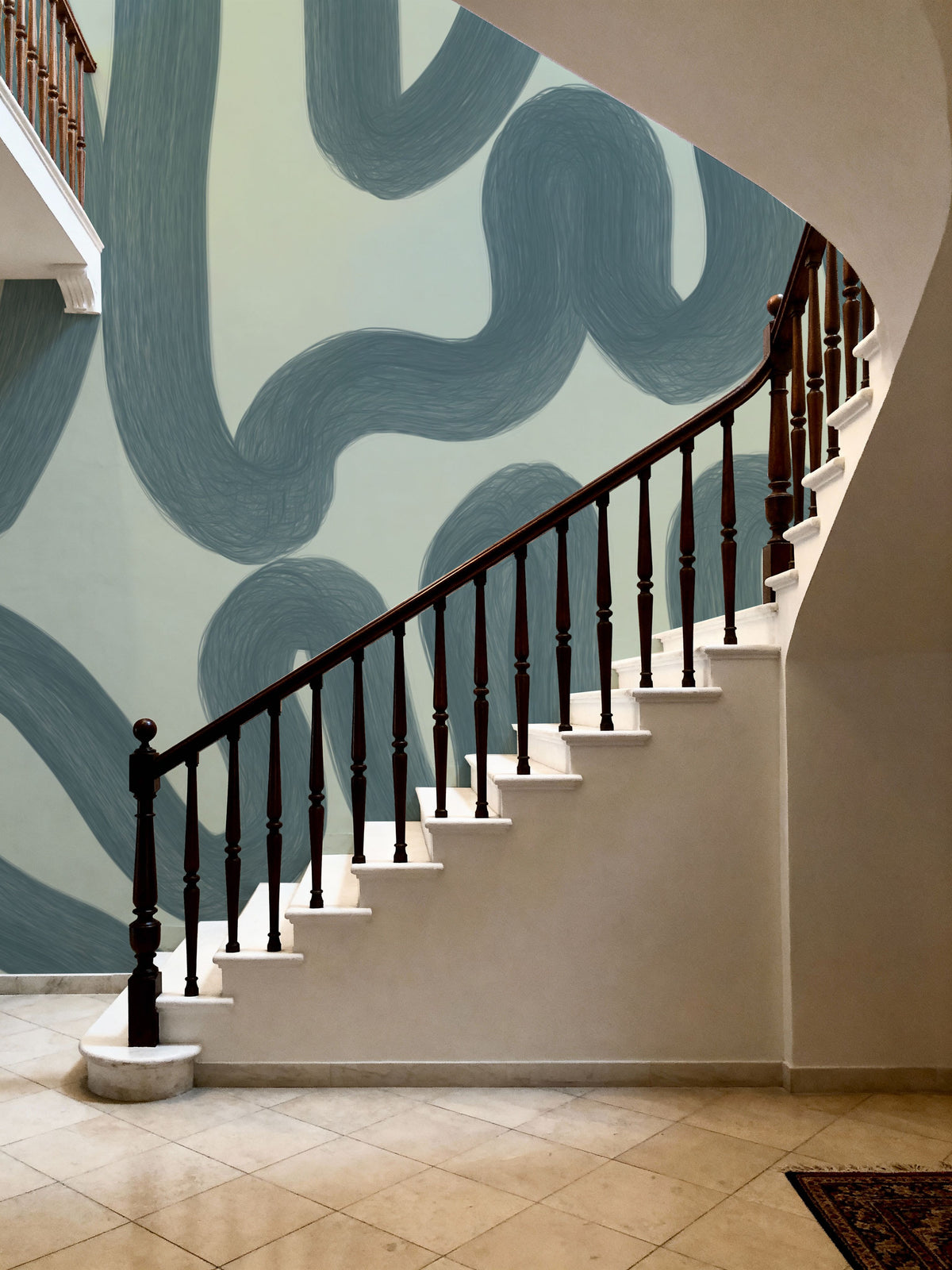 Modern Abstract, Light Teal Mural Wallpaper - room preview 02