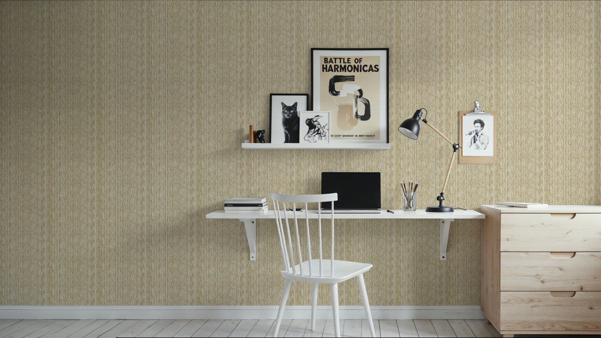 Faux Cloth Texture, Blonde Mural Wallpaper - room preview 02