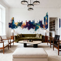 Karachi Pakistan Skyline Blue & Bronze Mural Wallpaper - room preview 02