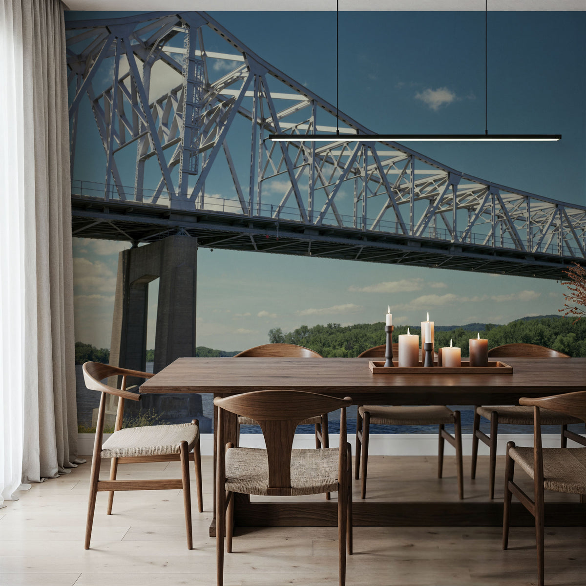 Tranquil Bridge Crossing Mural Wallpaper - room preview 02