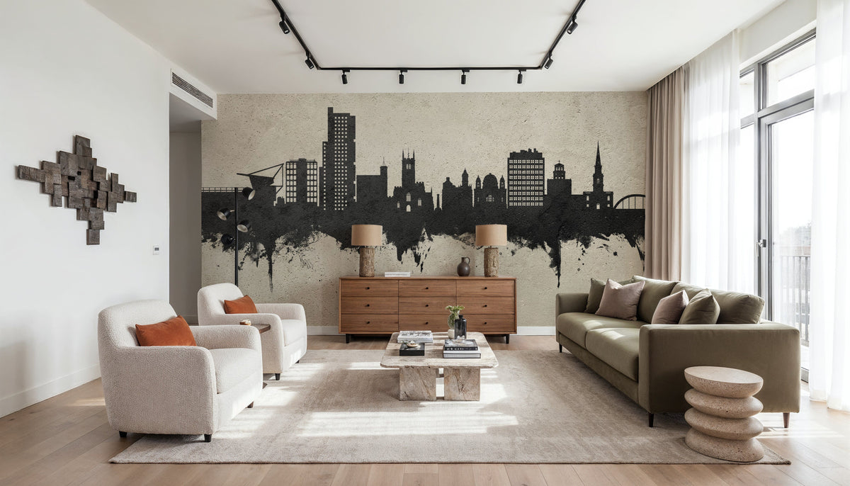 Wolverhampton England Skyline Concrete Mural Wallpaper - room preview 02