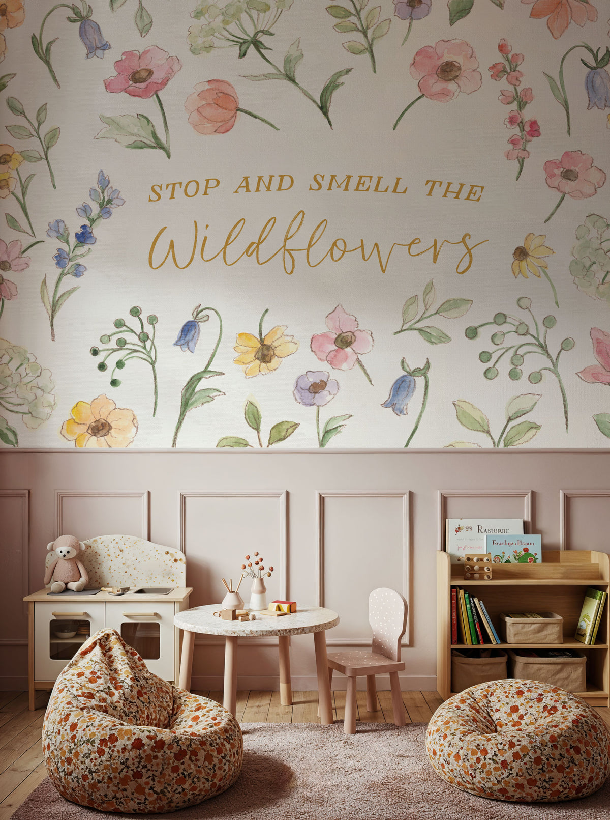 Wild Blooms IV Mural Wallpaper - Light Tone - room preview 02