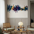 Nashua New Hampshire Skyline Blue & Bronze Mural Wallpaper - room preview 02