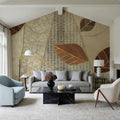 Bohemian Leaves IV Neutral Mural Wallpaper - room preview 02