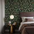 Oak & Acorns, Dark Mural Wallpaper - room preview 02