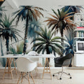 Vibrant Palm Trees in Watercolor Mural Wallpaper - room preview 02