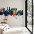 Fredericton Canada Skyline Blue & Bronze Mural Wallpaper - room preview 02