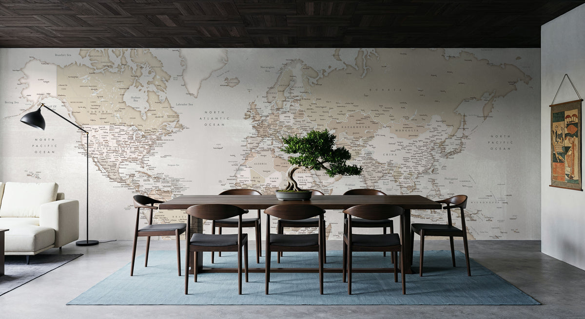 World Map Cities - Lucille Mural Wallpaper - room preview 02