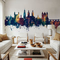 Maastricht the Netherlands Skyline Blue & Bronze Mural Wallpaper - room preview 02