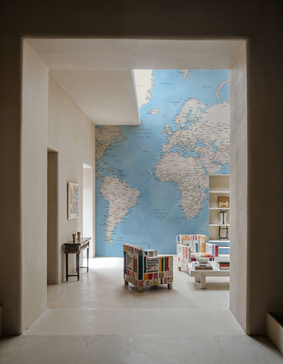 World Map Cities - Benning Mural Wallpaper - room preview 02