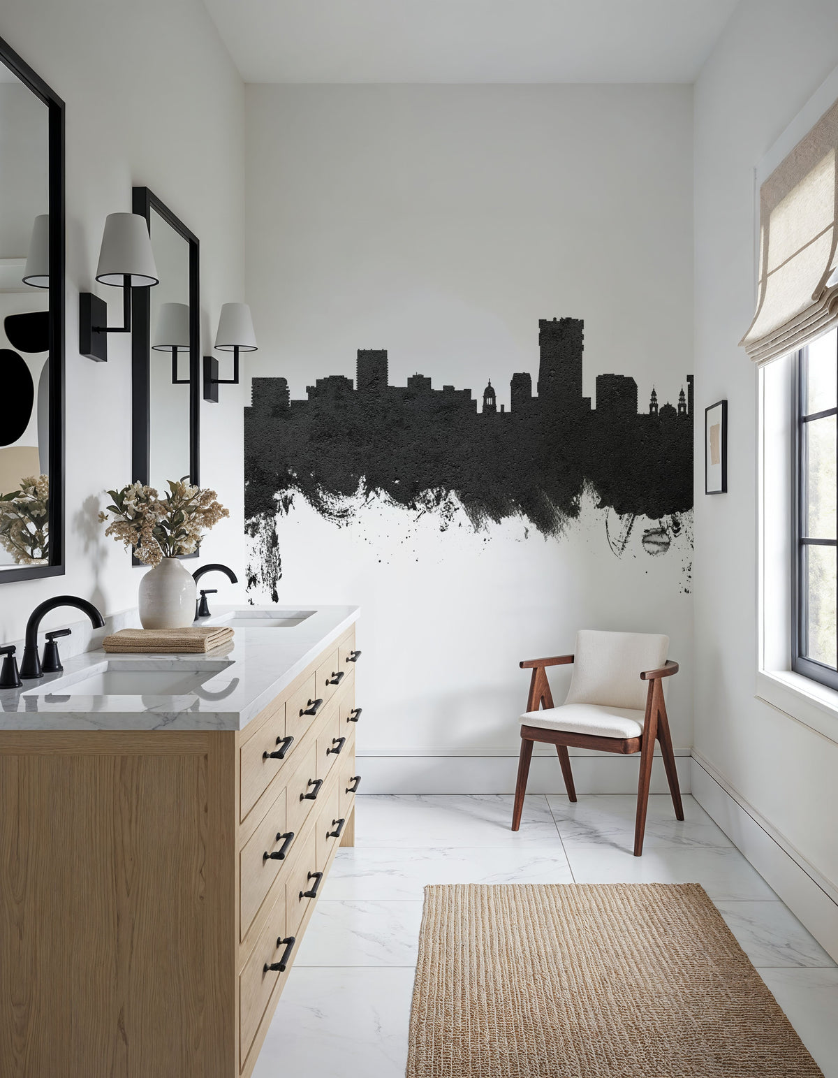 Pretoria South Africa Skyline Black & White Mural Wallpaper - room preview 02
