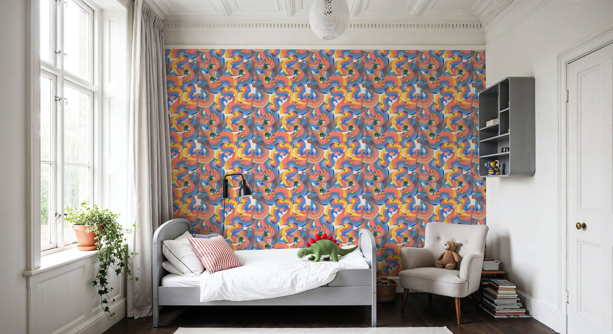 Rainbow Doodles Mural Wallpaper - room preview 02