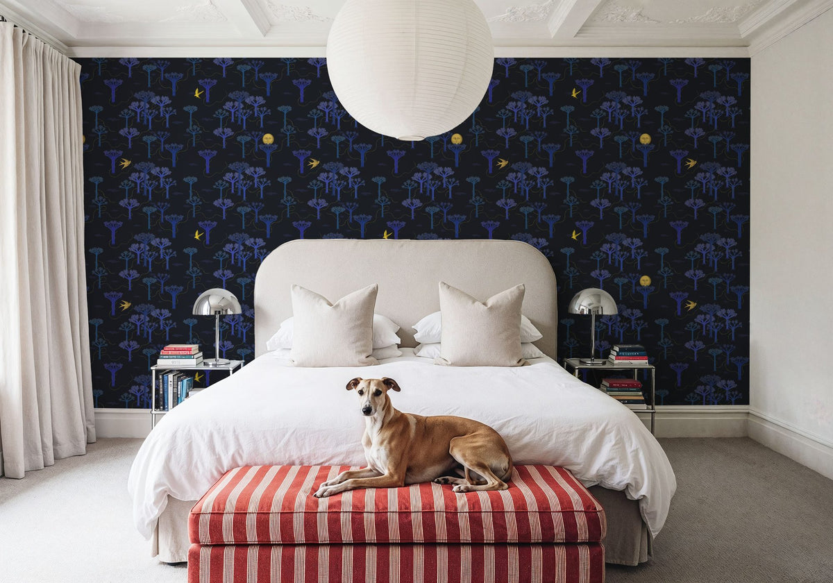 Moonlight Forest, Dark Mural Wallpaper - room preview 02