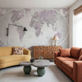 World Map Atlas Pink Mural Wallpaper - room preview 02