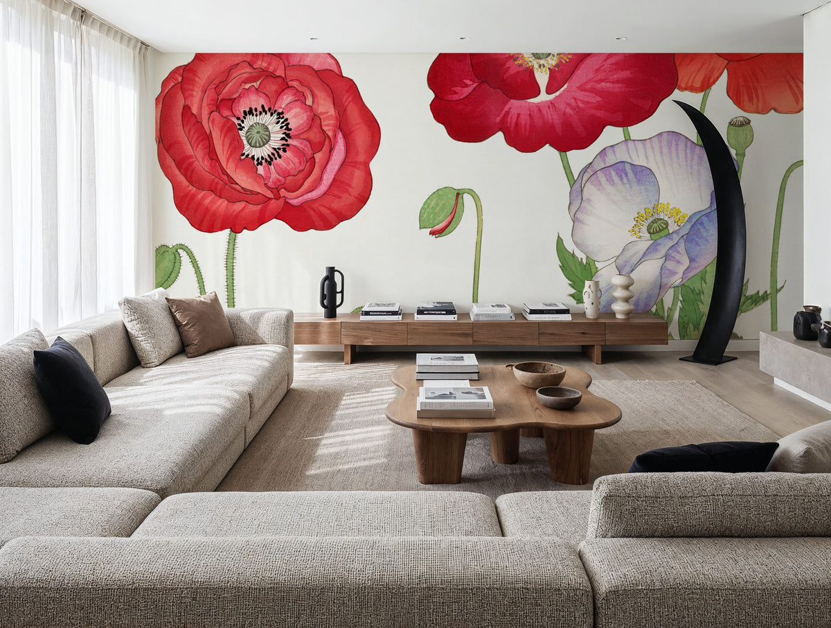Tanigami Poppy Mural Wallpaper - room preview 02
