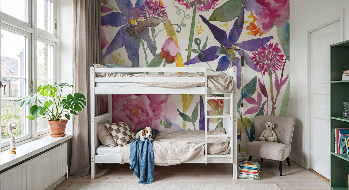 June Flowers Mural Wallpaper - room preview 02