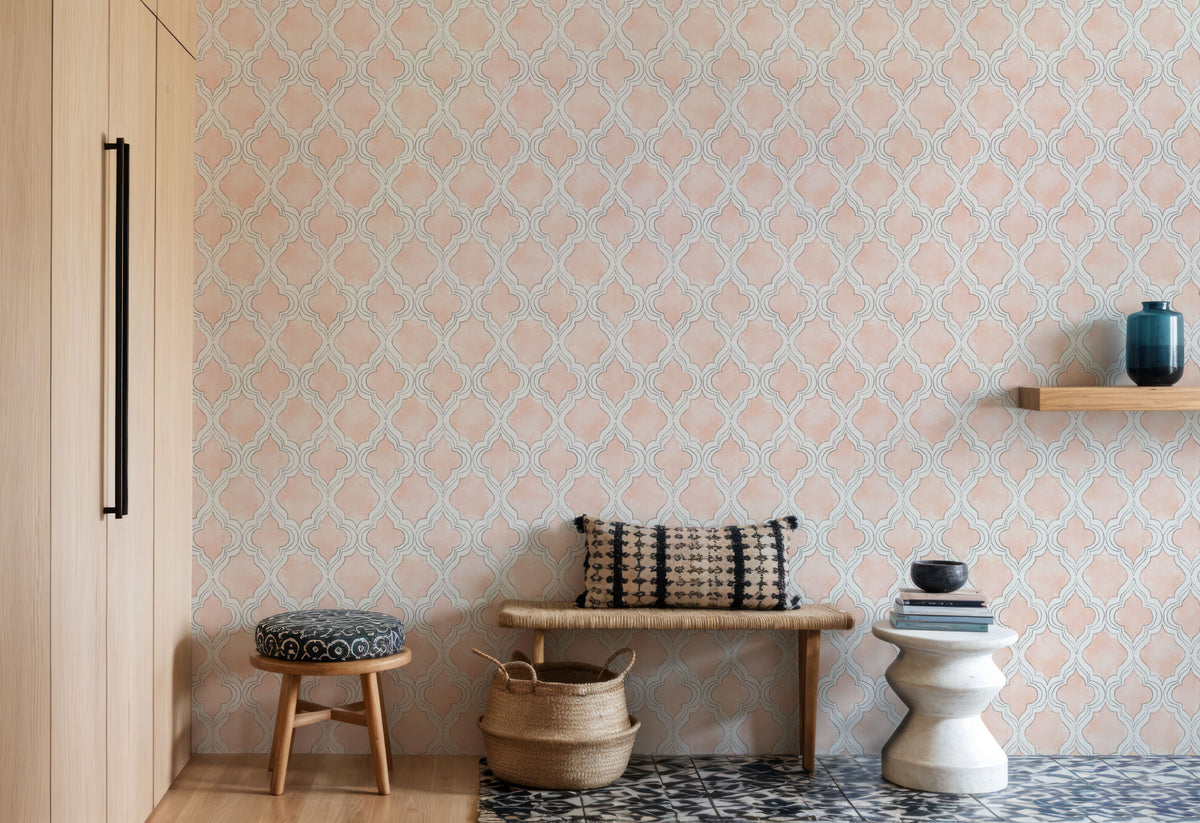 Organic Lines Beige Mural Wallpaper - room preview 02
