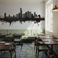 Edmonton Canada Skyline Black & White Mural Wallpaper - room preview 02