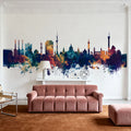 Hannover Germany Skyline Blue & Bronze Mural Wallpaper - room preview 02