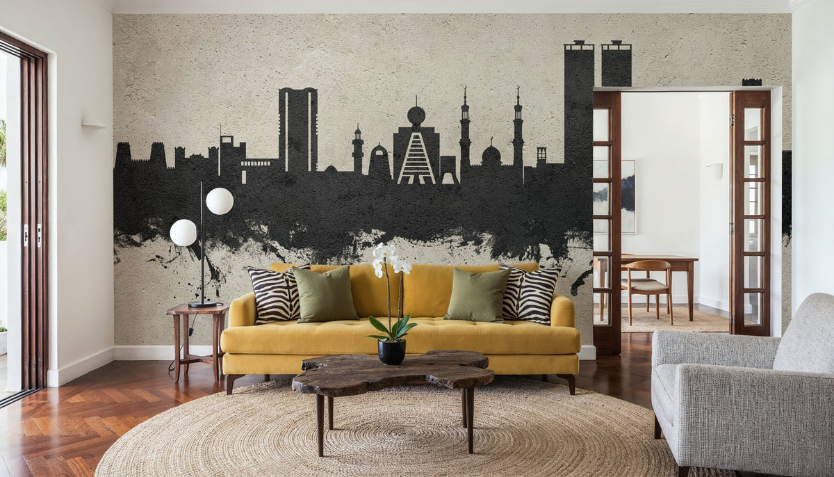 Ras Al Khaimah Skyline Concrete Mural Wallpaper - room preview 02