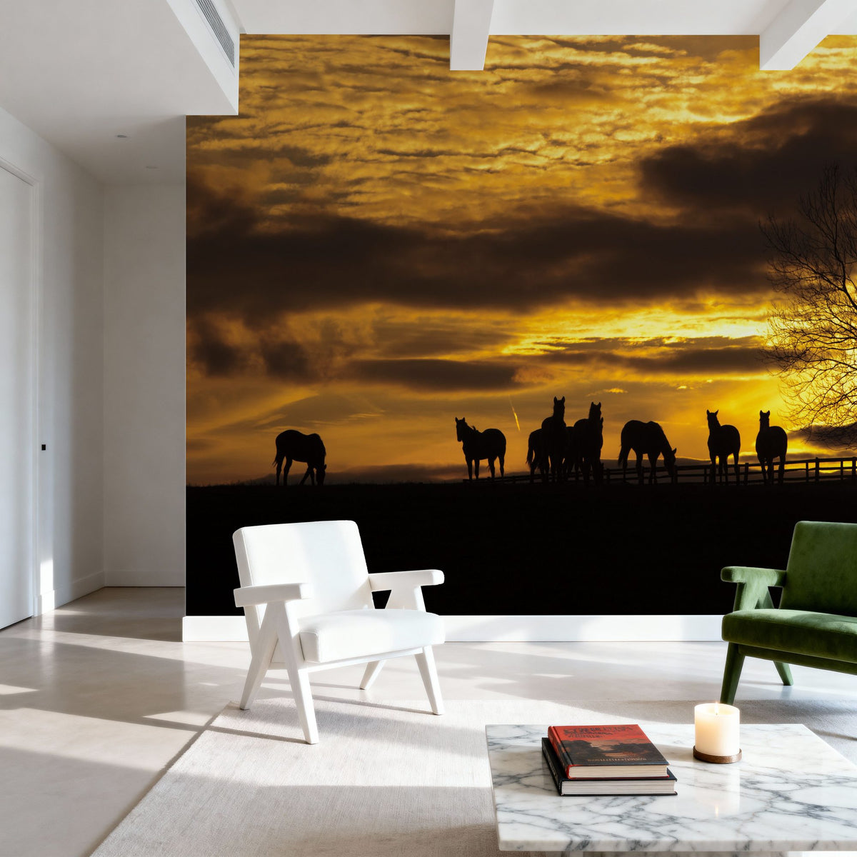 Horses At Sunset Mural Wallpaper - room preview 02