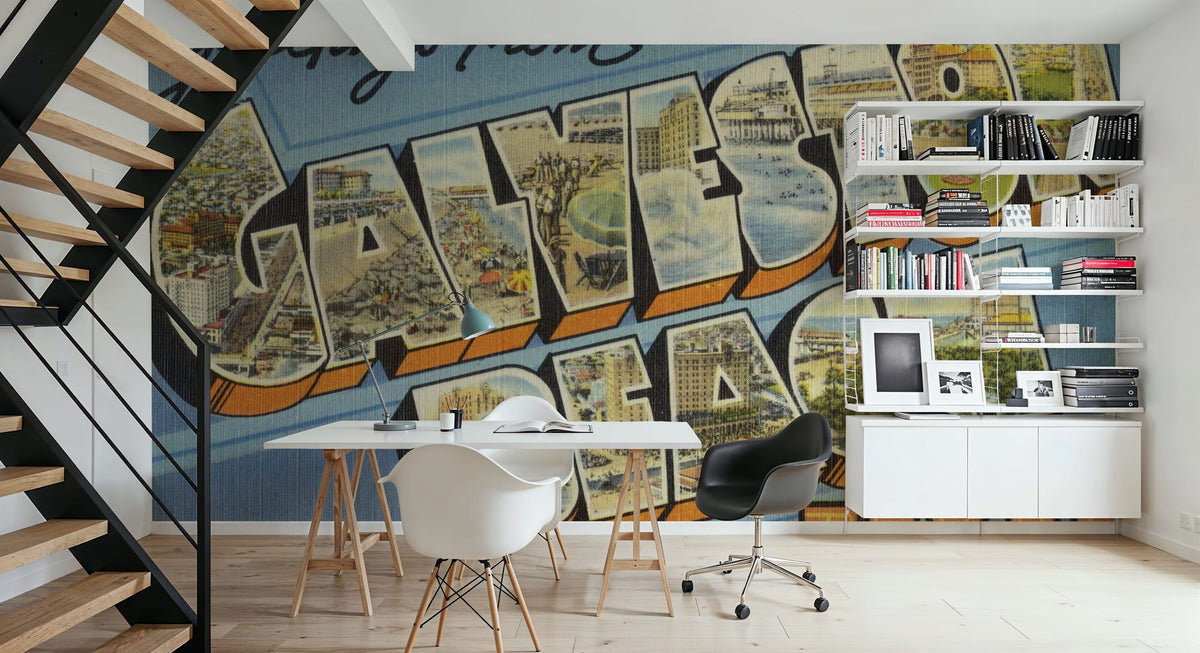 Greetings From Galveston Beach Mural Wallpaper - room preview 02