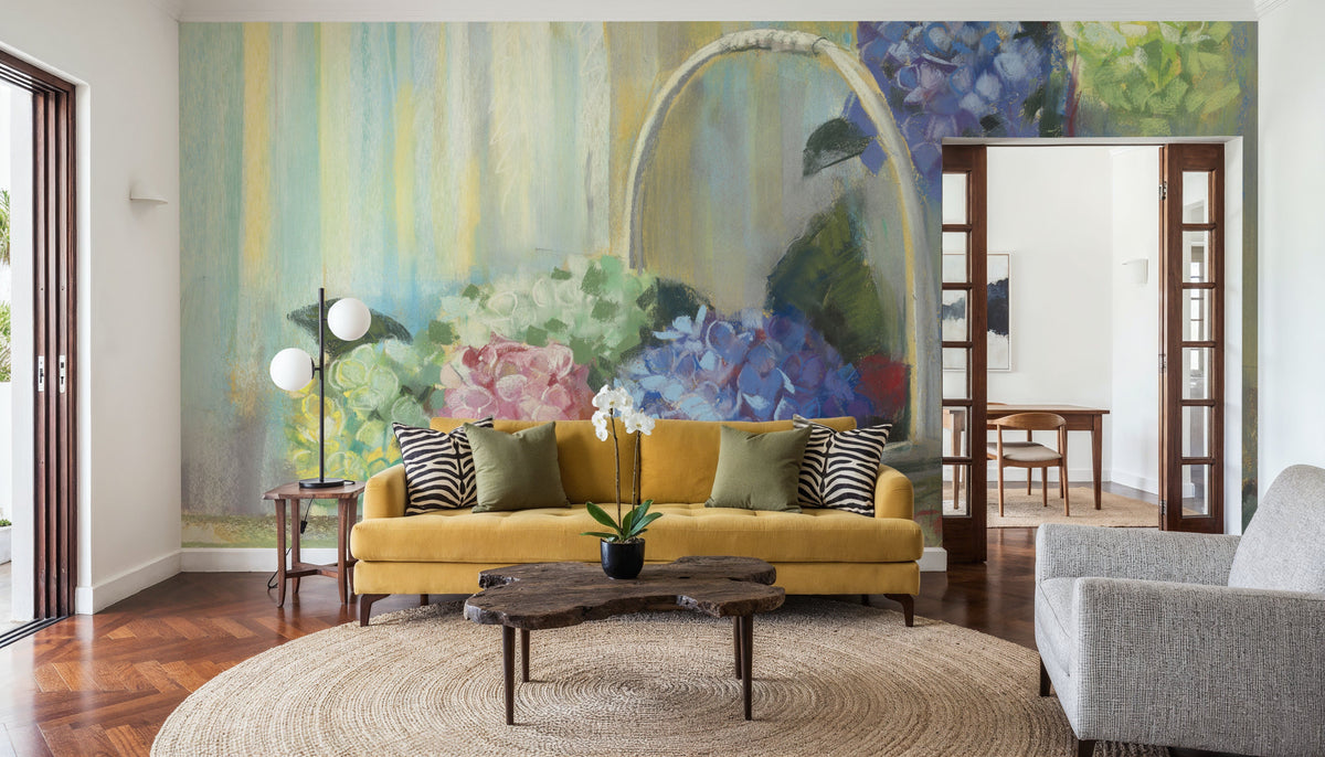 Hydrangea Basket Mural Wallpaper - room preview 02