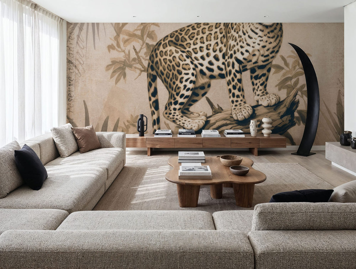 Cheetahs Exotic Jungle Monochrome Mural Wallpaper - room preview 02
