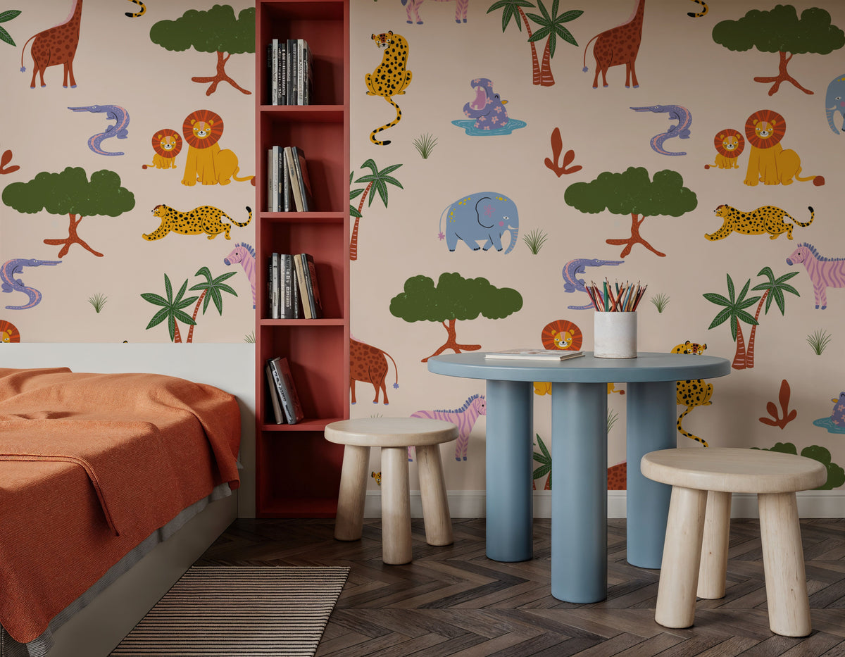 Funky Safari Pattern Mural Wallpaper - room preview 02