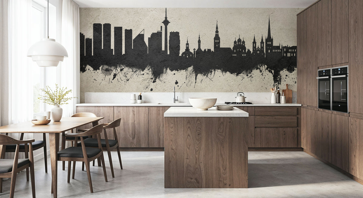 Tallinn Estonia Skyline Concrete Mural Wallpaper - room preview 02