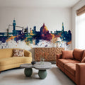 Florence Italy Skyline Blue & Bronze Mural Wallpaper - room preview 02
