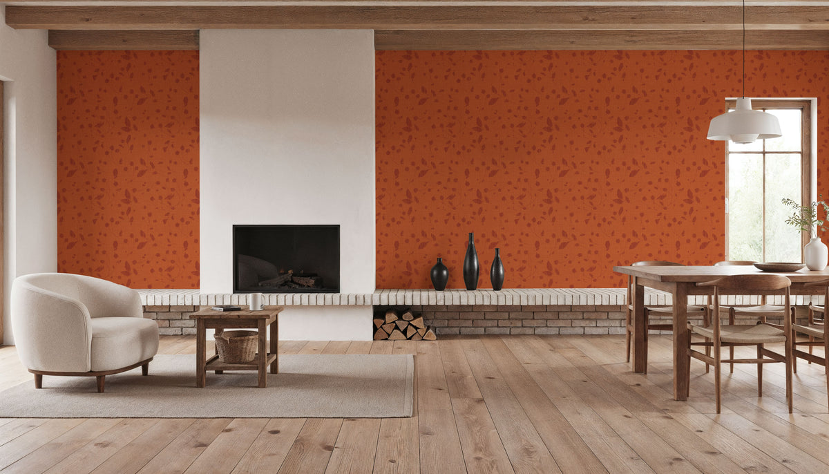 Time to Share Florals Orange Mural Wallpaper - room preview 02