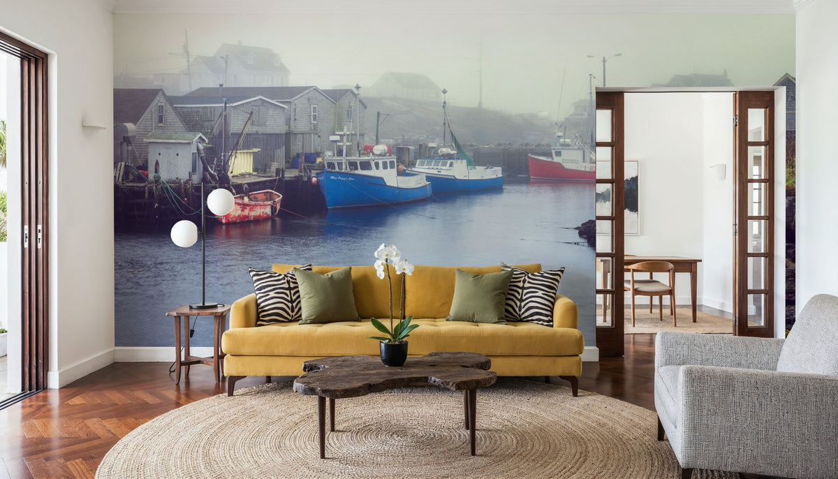 Foggy Fishing Mural Wallpaper - room preview 02