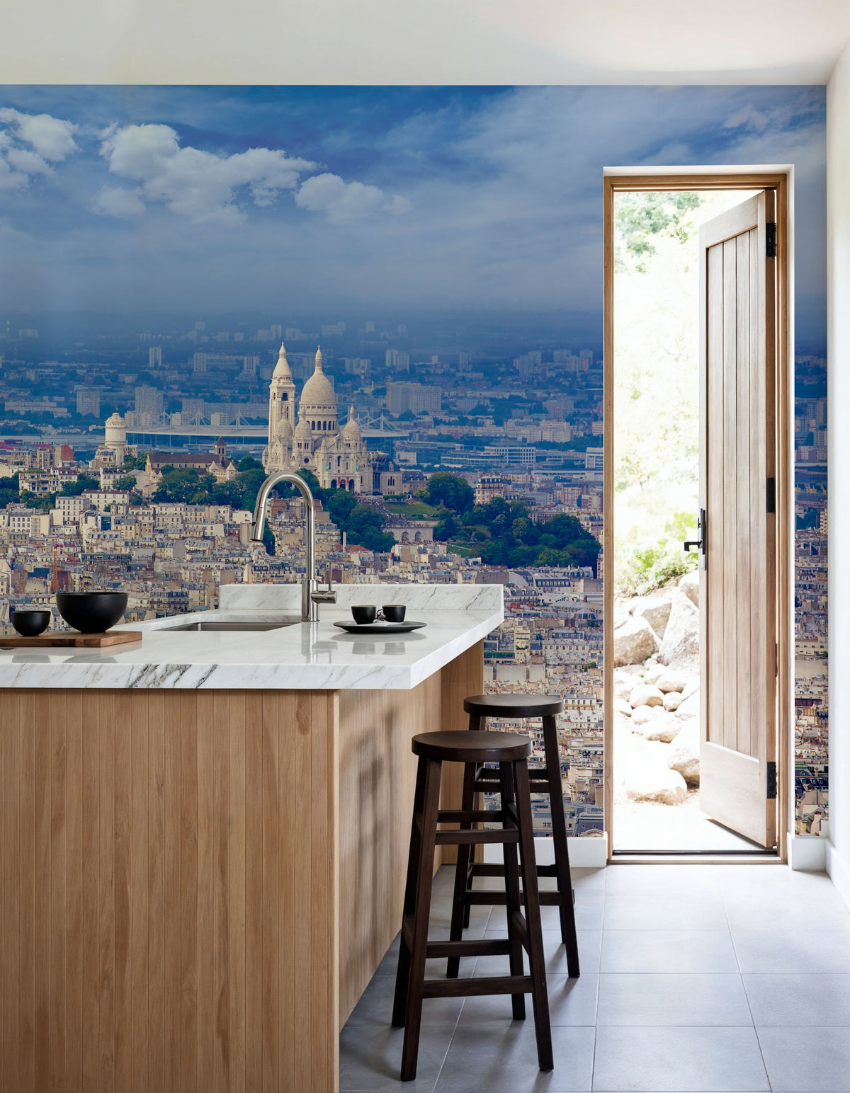 Paris Skyline and Sacre Coeur Mural Wallpaper - room preview 02