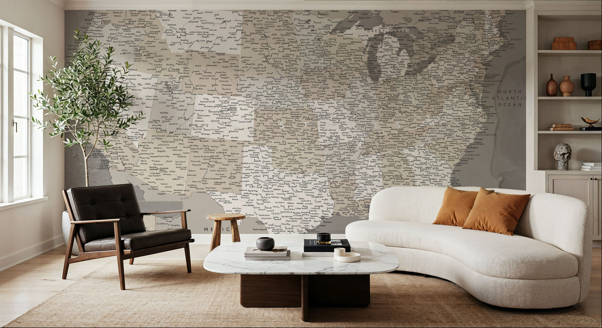 US Map Detailed - Davey Mural Wallpaper - room preview 02