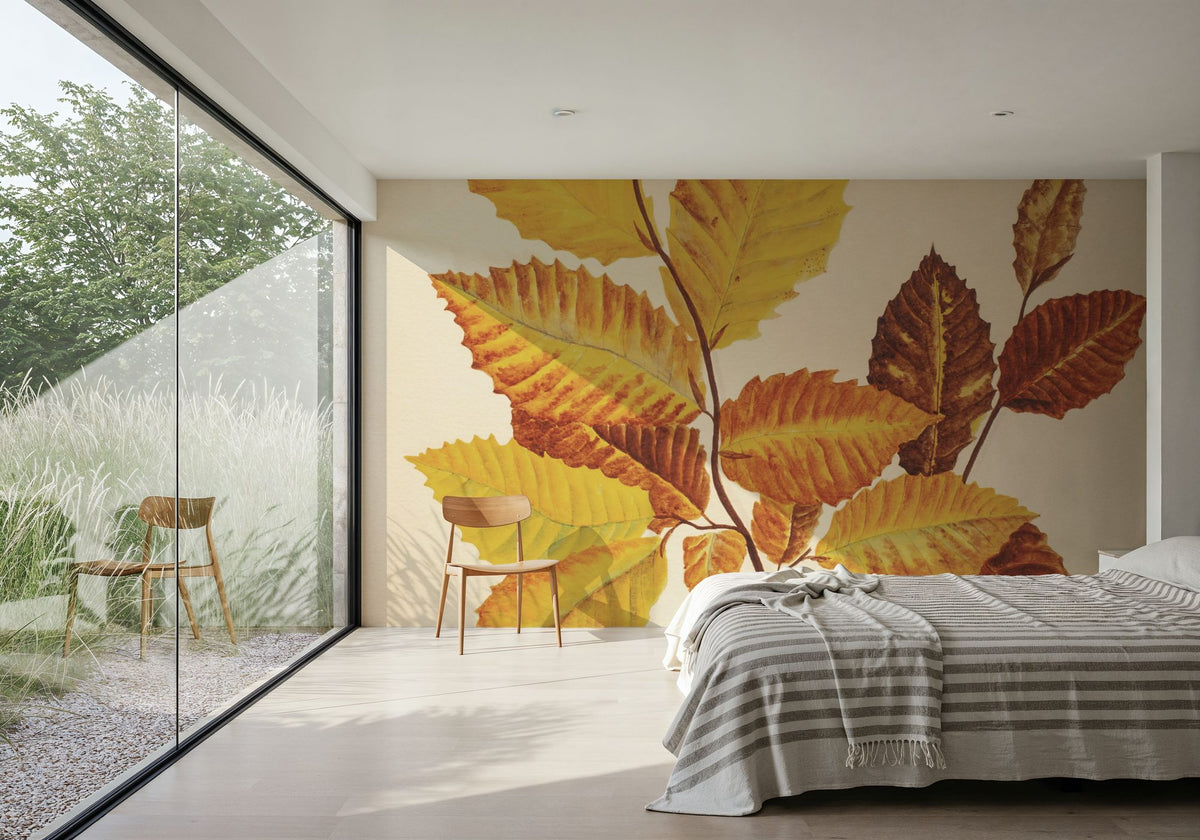Fall Leaves IV Muted Mural Wallpaper - room preview 02
