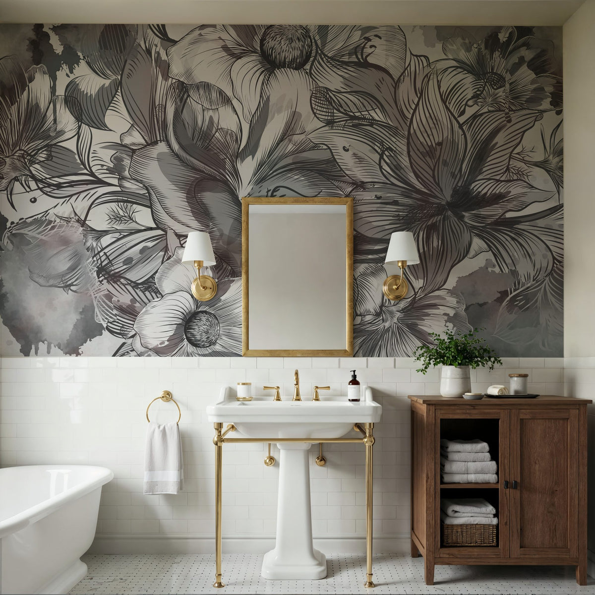 Seeing Through Leaves White Mural Wallpaper - room preview 02