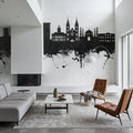 Paramaribo Suriname Skyline Black & White Mural Wallpaper - room preview 02