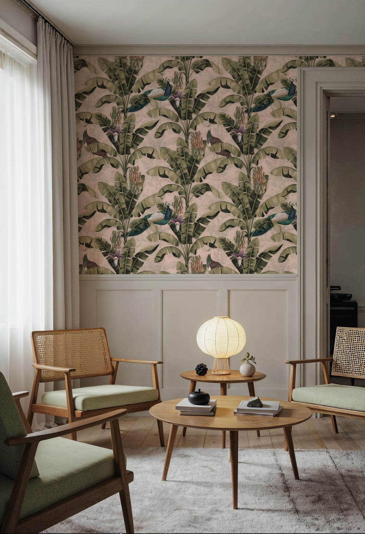 Banana Plant Pink Mural Wallpaper - room preview 02