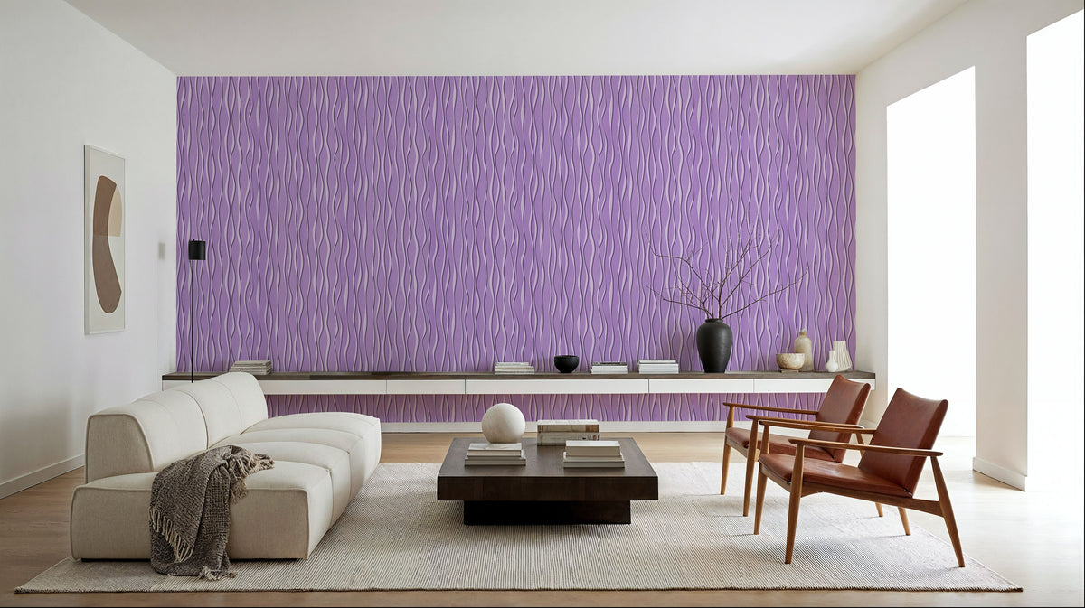 Swaying Lines, Purple Mural Wallpaper - room preview 02
