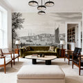 Old View of Troy & Hudson River, 1838 Mural Wallpaper - room preview 02