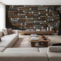 US City Map Black Mural Wallpaper - Dark Tone - room preview 02