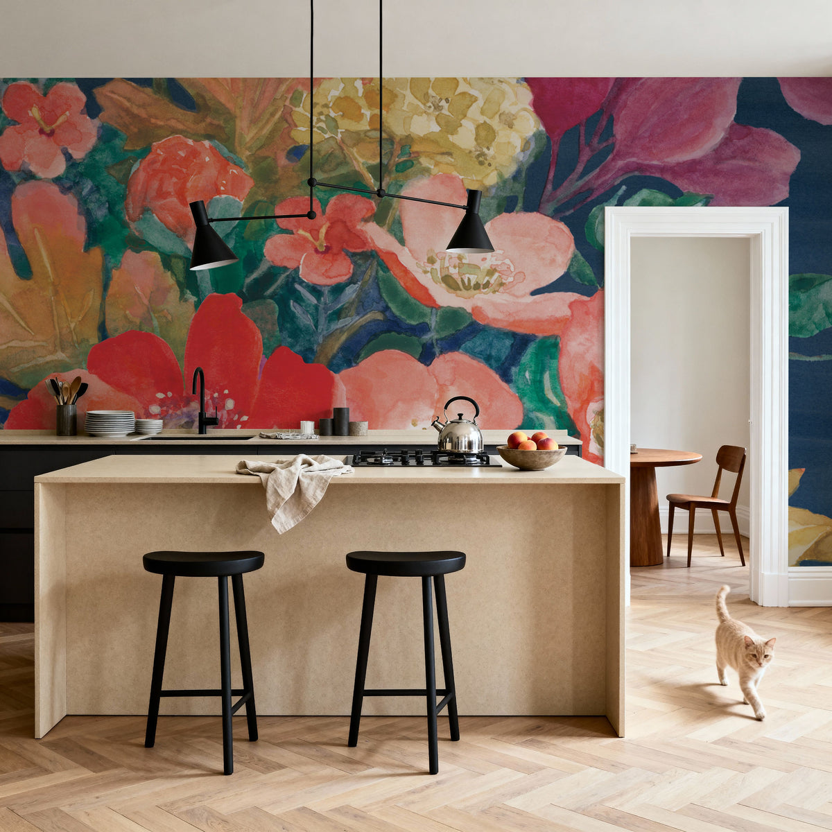 Floral Drama VI Mural Wallpaper - room preview 02