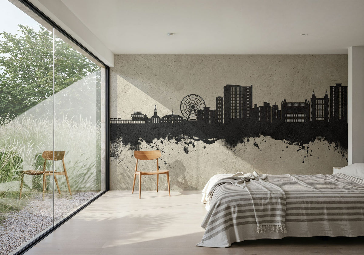 Myrtle Beach South Carolina Skyline Concrete Mural Wallpaper - room preview 02